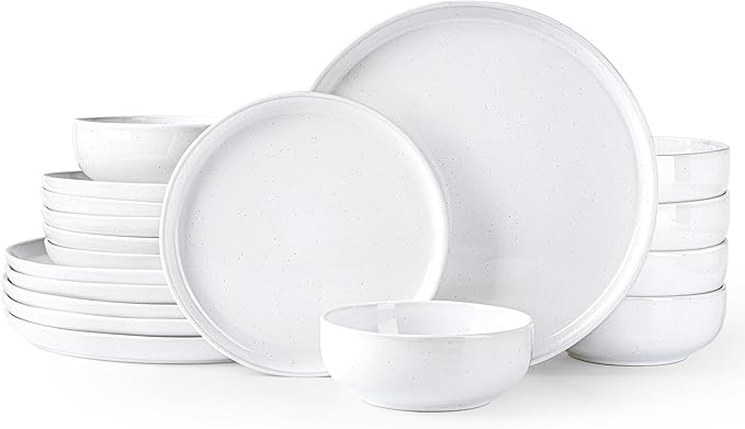 GBHOME Ceramic Dinnerware Sets for 6, 18pcs Stoneware Plates and Bowls Sets, Handmade Chip and Scratch Resistant Dishes Set, Dishwasher & Microwave Safe
