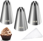 Hendiy Piping Tips Set, Stainless Steel Icing Tips with 20 Disposable Pastry Bags for Cake Decorating Piping Bags and Tips Set, 853 Frosting Tip Cupcake Decorating Kit