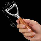 Premium Y Type 304 Stainless Steel Multifunctional Kitchen Peeler Real Wood Handle Ultra Sharp Blade Vegetable Potato Apple(Boluoge)