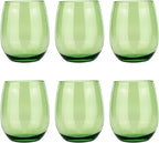 KX-WARE Unbreakable 18-ounce Acrylic Stemless Wine Glasses All Purpose Plastic Tumbler, set of 6 Green Dishwasher Safe BPA Free Classic Style