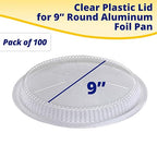 IDL Packaging 9" Round Dome Lid - Clear Plastic Lid for 9" Aluminum Container - Disposable Pans Cover (Pack of 100) for Takeout, Serving, Freezing
