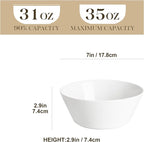 MALACASA 35 OZ Soup Bowls, White Porcelain Bowls Set of 4, Deep Bowls for Kitchen, Large Ceramic Bowls for Soup, Cereal, Salad, Ramen and Fruit, Dishwasher & Microwave Safe, Series Regular