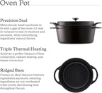 Vermicular Oven Pot | Non-Toxic Enameled Cast Iron Pot | 22cm (3.7 Qt) | Oven-safe | Induction-compatible | Dutch Oven | Made in Japan | Serves 3-4 | Matte Black