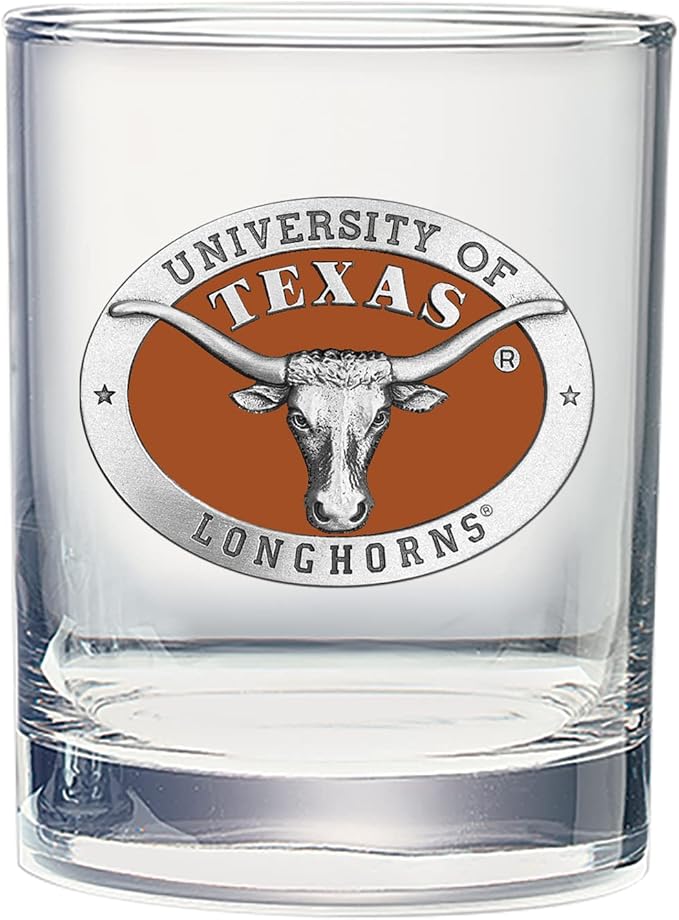 Heritage Pewter Texas Longhorns Double Old Fashion | Double Rocks Glass 14 OZ for Liquor | Expertly Crafted Pewter Glass