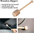 Glass Honey Jar with Wooden Dipper and Glass Lid,Honey Pot Dispenser for Store Honey and Syru,10 Ounces