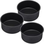 E-far 6 x 3 Inch Cake Pan Set of 3, Deep Stainless Steel Small Round Cake Pans Tin for Baking Birthday Wedding Layer Cakes, Stainless Steel Core & Non-toxic Nonstick Coating, Deep & Straight Side