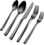 Matte Black Silverware Set, EIUBUIE 40-Piece Premium Stainless Steel Black Cutlery Set for 8, Matte Flatware Sets, Kitchen Utensils Sets Include Forks Spoons Knives