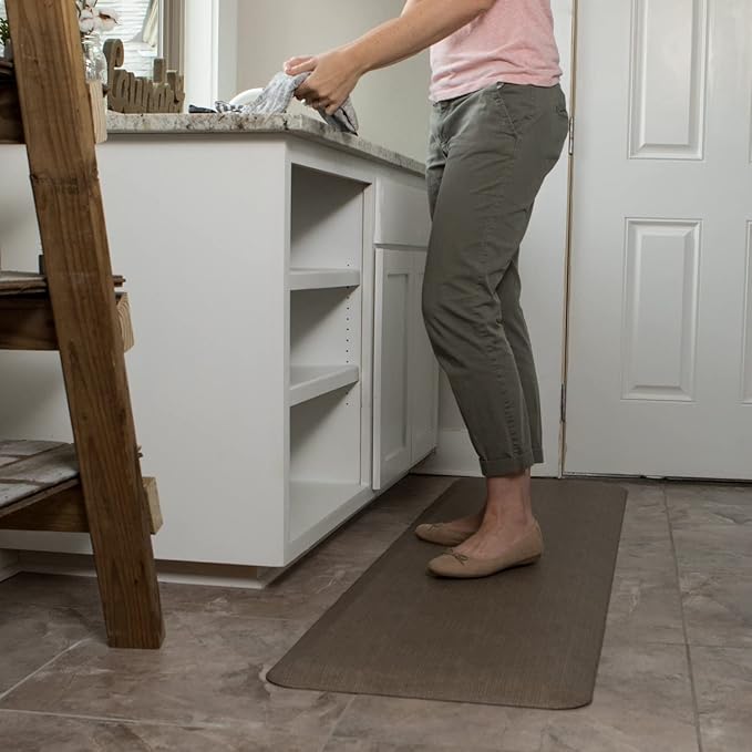 GelPro NewLife Designer Comfort Ergo-Foam Anti-Fatigue Kitchen Floor Mat, 20" x 72", Leather Grain Jet