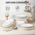 Yeacccng White Pasta Bowls Set of 6, 24oz Ceramic Salad Bowls, 8 inch Ceramic Bowls for Pasta, Salad, Oatmeal, Fruit, Chicken, Easy to Clean, Dishwasher & Microwave Safe, Scratch-Resistant, Lead-Free