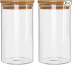 Glass Storage Jar with wooden Locking Clamp, Coffee Bean & Kitchen Food Container, Glass Sourdough Starter Jar (2PACK 35 OZ)