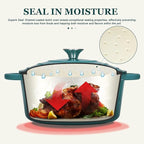 Overmont Enameled Cast Iron Dutch Oven - 5.5QT Pot with Lid Cookbook & Cotton Potholders - Heavy-Duty Cookware for Braising, Stews, Roasting, Bread Baking bottle green