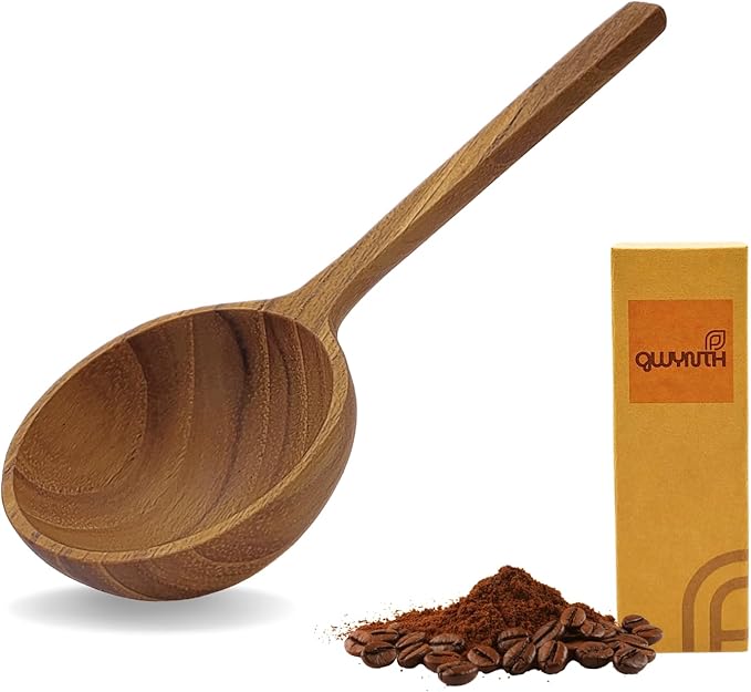 Wooden Coffee Spoon, Handmade Teak Wood Scoop for Ground Coffee, Beans and Tea 1 Tablespoon for Jars and Containers (1 Piece)