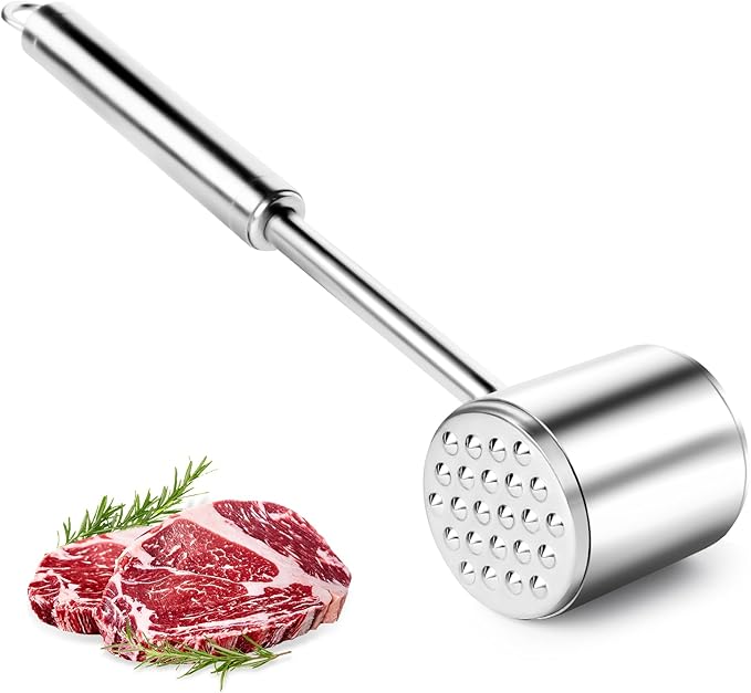Meat Tenderizer, Heavy Duty 304 Stainless Steel Meat Tenderizer Tool, Meat Hammer Dishwasher Safe, Meat & Poultry Tenderizers,Meat Pounder for Steak, Chicken, Fish, Pork, Beef