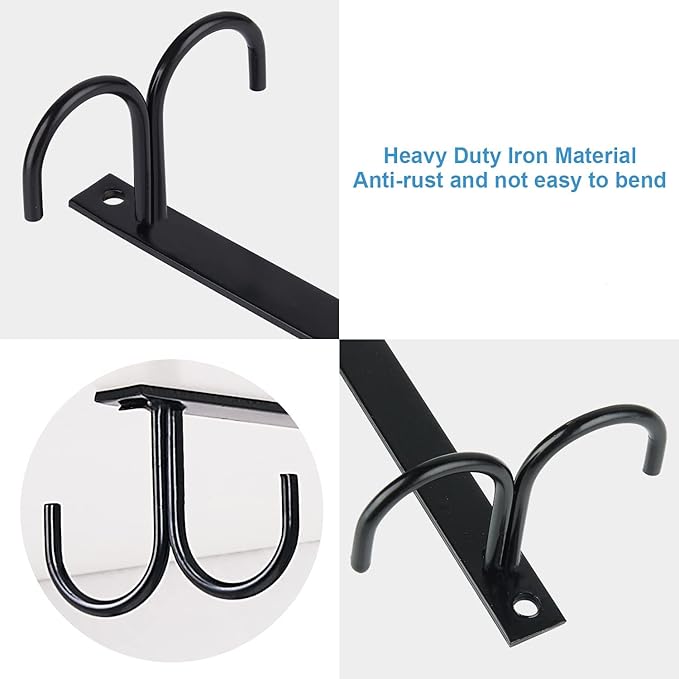 Mug Rack Under Cabinet - Coffee Cup Holder, 12 Mugs Hooks Under Shelf, Display Hanging Cups Drying Hook for Bar Kitchen Utensils Black