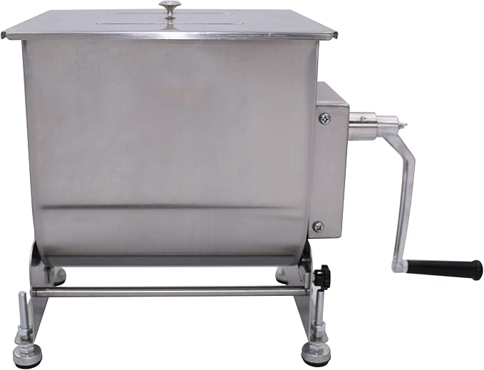 Commercial Stainless Steel 60-Pound/30-Liter Capacity Tilt Tank Manual Meat Mixers,(Mixing Maximum 45-Pound for Meat),Sausage Mixer Machine Meat Processing Equipment, Silver, FME30T