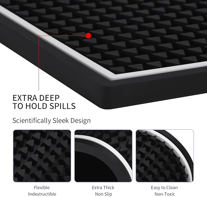 Bar Mat for Cocktail and Coffee Bar 6" x 12" Rubber Bar Service Spill Mat for Cocktail Bartender Coffee Bar or Countertop Mats Glass Drying Mat