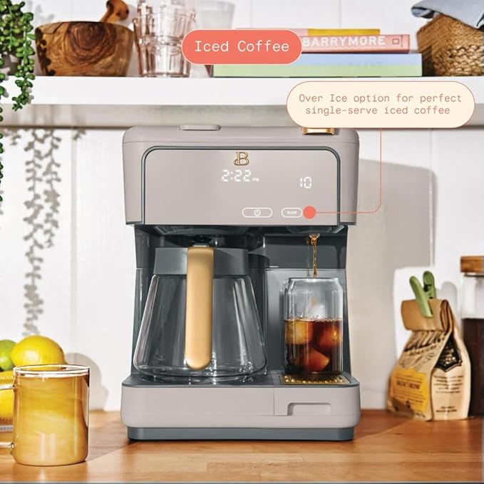 Beautiful Multi-Brew 12-Cup Programmable Coffee Maker with Touch Display by Drew Barrymore (Porcini)