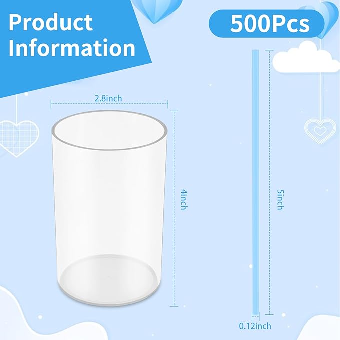 500 Pcs Light Blue Coffee Stir Sticks Set 5x0.12 inch Cocktail Straws Acrylic Stir Stick Holder Baby Blue Straws Disposable Drink Stirrers for Coffee Bar Tea Party Supplies Home