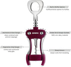 Beneno Wine Opener, Zinc Alloy Premium Wing Corkscrew with Multifunctional Bottles Opener, Sharp Wine Corkscrew with Ergonomic Non-Slip Wing Handle, Upgrade Purple