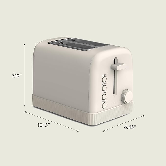bella 2 Slice Toaster, 6 Setting Shade Control w Reheat, Cancel, Bagel & Defrost Buttons, Removable Crumb Tray, Anti Jam & Auto Shutoff, Auto Centering Guides & Cord Wrap, 900 Watt, Oatmilk