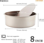 CHEFMADE Round Cake Pan, 8-Inch with Removable Loose Bottom Non-Stick Chiffon Bakeware for Oven and Instant Pot Baking (Champagne Gold)