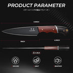 Kitchen Utility Knife From Japan - Small Chef Knife 5 Inch Forged from a Single Piece of High Carbon ATS-34 Steel, Full-Tang Paring Knife with Walnut Handle for Fruit and Vegetable, Ideal Gift