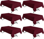 sancua 6 Pack Burgundy Tablecloth 60 x 102 Inch, Rectangle Table Cloth for 6 Feet Tables - Stain and Wrinkle Resistant Washable Polyester Table Cover for Dining Tables, Buffet Parties and Camping