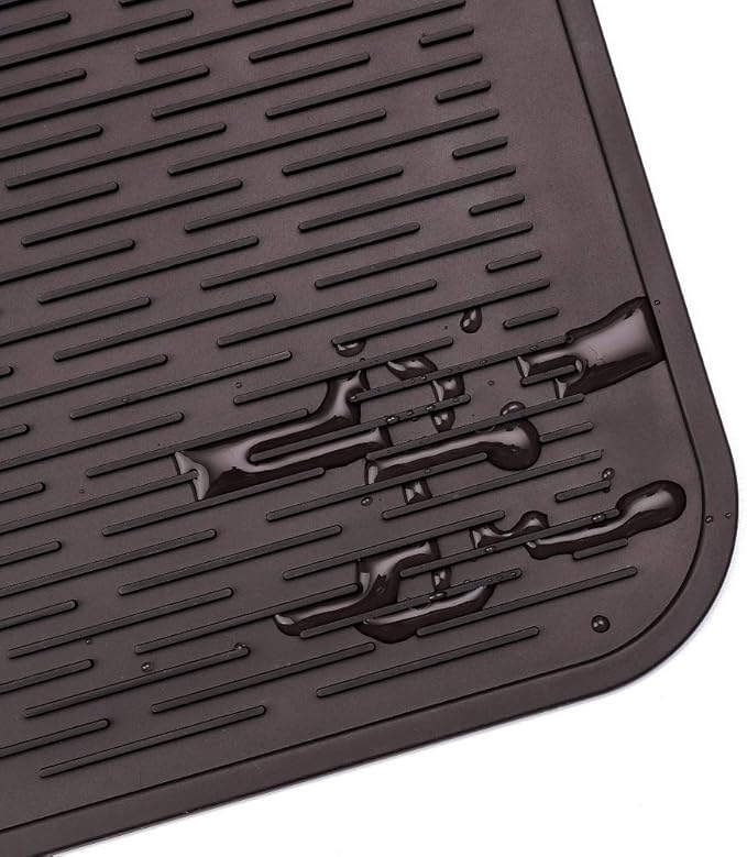 Silicone Dish Drying Mat for Multiple Usage,Easy clean,Eco-friendly,Heat-resistant Silicone Mat for Kitchen Counter or Sink,Refrigerator or Drawer Liner Coffee XL 18 inches x 16 inches