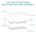 Dish Drying Rack for Kitchen Counter, Large Dish Racks with Drainboard, Kitchen Sink Dish Strainer Rack, Countertop Dish Drainer Rack with Cup & Utensil Holders, Dish Dryer Rack Large Sizw White