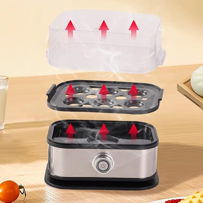 Egg Cooker,2025 New Rapid Egg Cooker 6 Egg Capacity, Soft, Medium, Hard Boiled, Poacher, Stainless Steel Electric Eggs Cooker,Or Hard-Boiled Eggs, Rapid Cook Time, Auto Shut-Off & Boil-Dry Protection