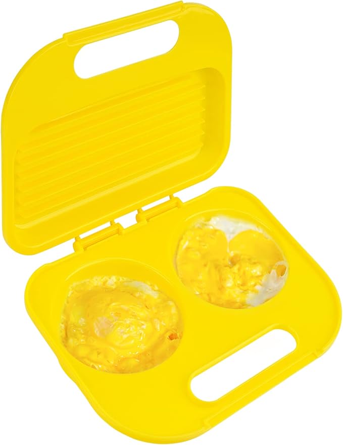 Egg poacher, Microwave in Minutes, BPA Free for Quick and Healthy Breakfast, Microwave Egg Cooker, Microwave Maker for 2 Eggs, Dishwasher safe(yellow)