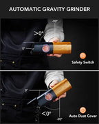 FORLIM Gravity Electric Salt and Pepper Grinder Set, Upgraded Large Capacity, USB Rechargeable Pepper grinder Automatic One Hand Operated, Adjustable Coarseness with LED Light（Natural Wood Grain）