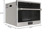 KoolMore KM-CWO24-AFSS Reserve Built-in Microwave Convection Oven with Air Fry, 3-in-1 Combo, Sensor Cook, Soft-Close Door, Stainless Steel, Premium 24 in. /1.6 cu. ft, Black