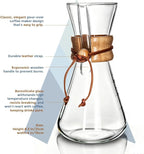 AGOGO Pour Over Coffee Maker Glass - 6/8/10 Cup Barista Kit with 304 Stainless Filter for Home, Office, Camping, Cafes - Easy Clean Coffee Dripper Set (Rag&Brush Included) (6 Cup/20 oz)