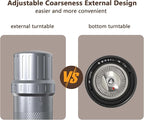 Luvan Professional Grade Pepper Grinder,External Adjustable Coarseness Manual Pepper Mill Grinder, Heavy Duty Aluminum Coarse Pepper Grinder Refillable,Spice Grinder with Stainless Steel Burrs (Gray)