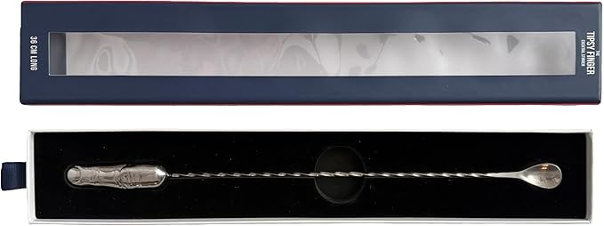 National Finger Company, Finger Cocktail Stirrer, Tipsy Finger, 36 cm, Stainless Steel Life-Size Finger Spoon, Funny Bar Spoon, Novelty Cocktail Stirrer, Gag Gift, Quirky Bar Tool