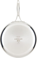 Circulon C1 Series Clad Stainless Steel with ScratchDefense Technology Cookware Nonstick Induction Frying Pan/Skillet with Lid, Metal Utensil Safe, 12.5 Inch Fry Pan - Polished Stainless Steel