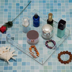 Clear Sturdy Acrylic Serving Tray with Handles - 10x10Inch - Coffee, Appetizer, Breakfast, Butler Tray - Kitchen Countertop & Vanity Table Organizer