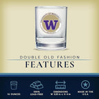 Heritage Pewter Washington Huskies Double Old Fashion | Double Rocks Glass 14 OZ for Liquor | Expertly Crafted Pewter Glass