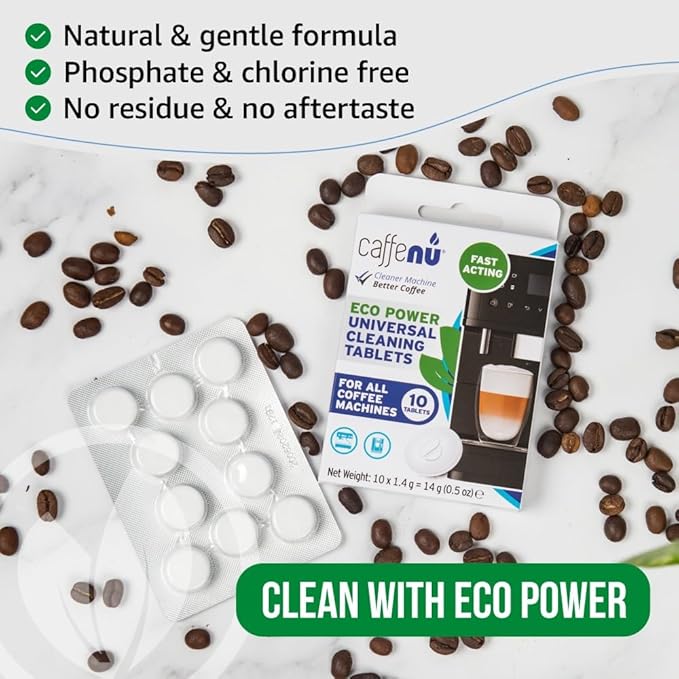 Coffee Machine Cleaner Tablets. 10 x 0.05 oz. Used Every 100 cups. Auto, Bean to Cup & One Touch Machine Cleaning Tablets. Used with Descaling