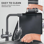 11pcs 19Inch Nonstick Taco Griddle Pan, Rectangular Cast Iron Griddle, Comales para Tortillas Cooking Pan for Stove Tops | 2 - Burner, Detachable Handles | Stove/Outdoor/Camping