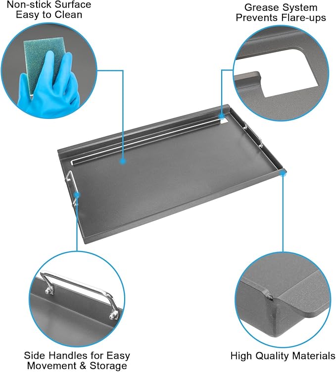 Full Size Griddle Inserts for Weber Summit 600 Series Grills, Flat Top Griddle for Summit E/S 640/650/660/670 Gas Grills with a Smoker Box, Replacement Parts for Weber 67552 Grates