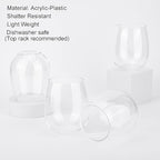 KOXIN-KARLU Classic 18-ounce Acrylic Stemless Wine Glasses, Unbreakable Mixed Drinkware Plastic Tumbler, set of 6 Clear