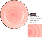 KitchenTour Large Pasta Bowls 34 oz, Ceramic Salad Serving Bowls Set of 6, 8.6 Inch Wide and Shallow Bowl for Soup- Dishwasher and Microwave Safe, Assorted Warm Colors