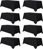 sancua 8 Pack Black Tablecloth 90 x 132 Inch - Rectangle Table Cloth for 6 Feet Tables Stain and Wrinkle Resistant Washable Polyester Table Cover for Dining Wedding Banquet Party Buffet Restaurant