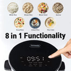 Banu Mini Low Carb Rice Cooker Japanese Low Carb Rice Cooker 3 Cups (white rice), 1 Cup (Low carb rice) Uncooked with Stainless Steel Steamer, Rice Maker Low Sugar Rice Function, 24H Delay Timer & Auto Keep Reduce One-Touch Cooking - Black