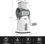 Ourokhome Rotary Cheese Grater Cheese Shredder, Mandoline Vegetable Slicer with 5 Interchangeable Blades and Strong Suction Base for Fruit, Vegetables, Nuts White
