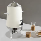 Coffee Urn with Fuel Holder 3.5 Gal/13L, Stainless Steel Beverage Dispenser Hot Drink Dispenser with Stand, Tea Water Coffee Chafer Urn for Parties Buffet Catering Commercial Home (Silver, White)