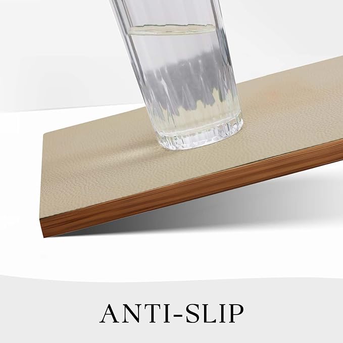 MOSAYT Vinyl Placemats Set of 4, Heat Resistant Place Mats 100% Waterproof Washable & Wipeable Faux Leather Reversible Table Mats for Kitchen Dining Party Indoor Outdoor, 12" x 17", Black/Khaki