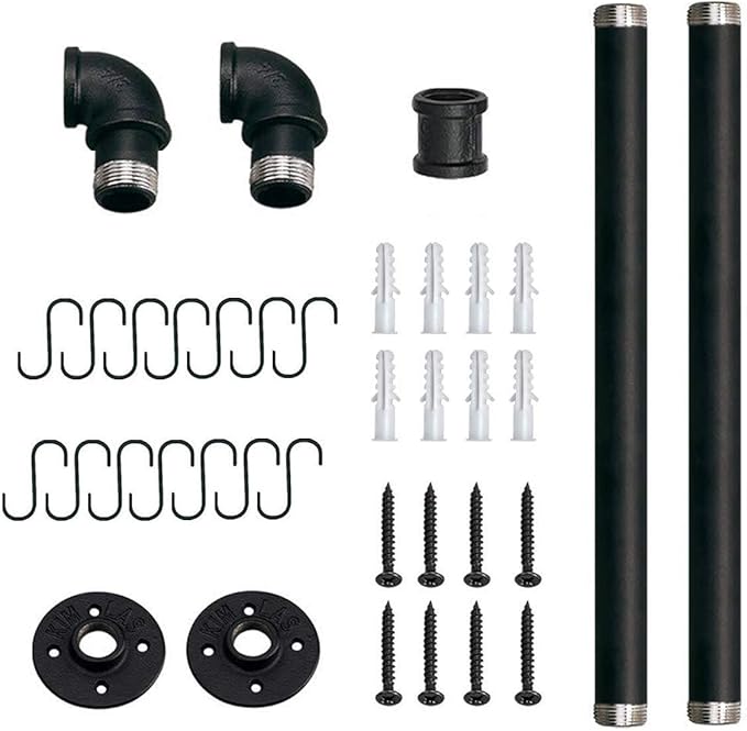 Toplife 31.5 inch Pot Rack, Kitchen Wall Mounted Detachable Pan Lid Utensils Organizer Hanging Rail with 14 Hooks, Black